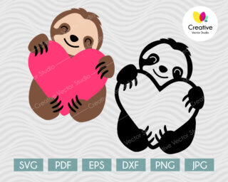 Valentine Sloth with Heart svg