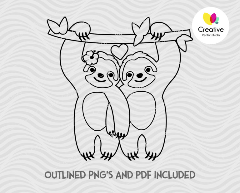 Download Valentines Sloth Couple SVG, Valentine Sloth SVG ...