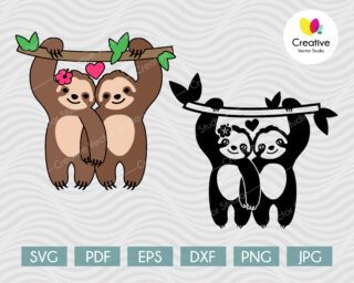 valentines sloth couple svg
