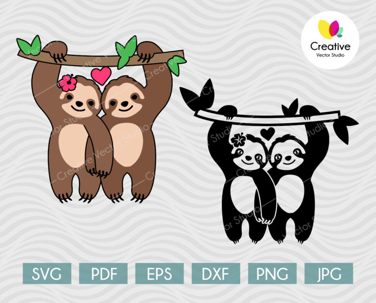 Download Valentines Sloth Couple SVG, Valentine Sloth SVG ...