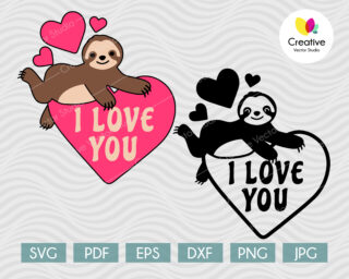 cute valentine sloth svg
