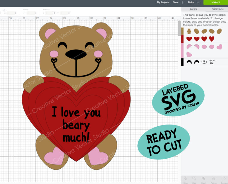 valentines bear svg cut files
