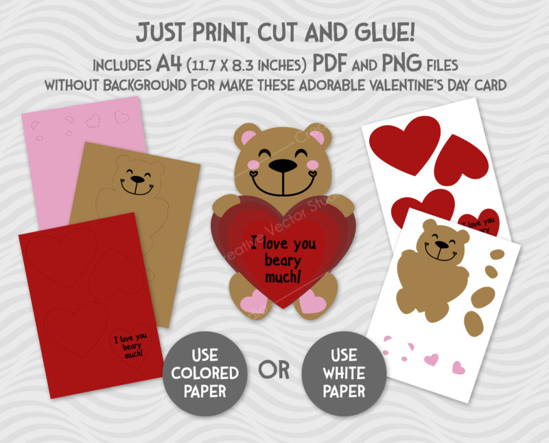 paper valentines bear svg