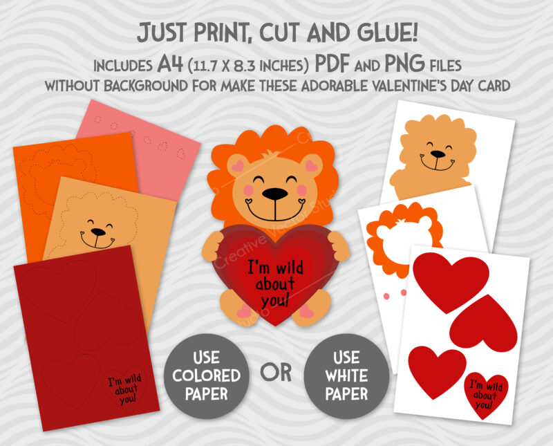 paper valentine lion svg