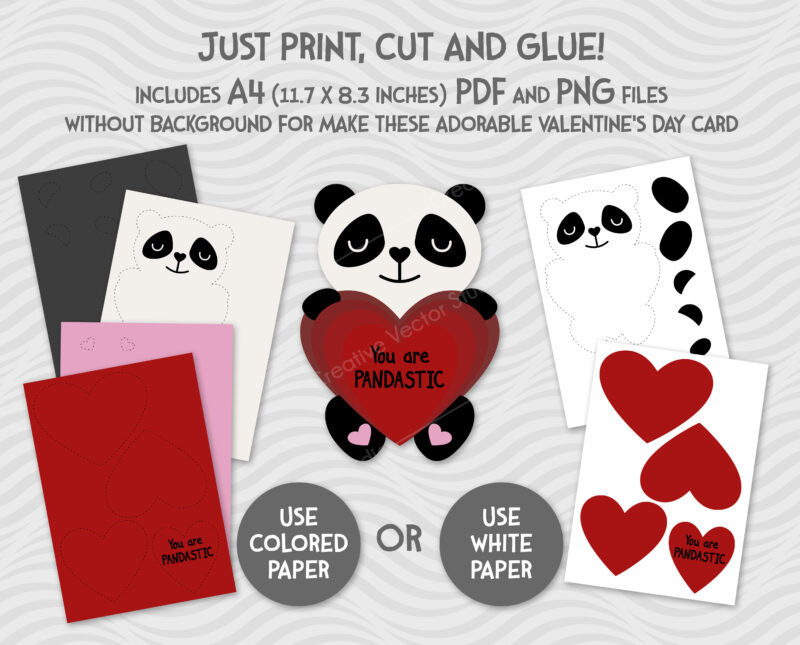 paper valentines panda svg