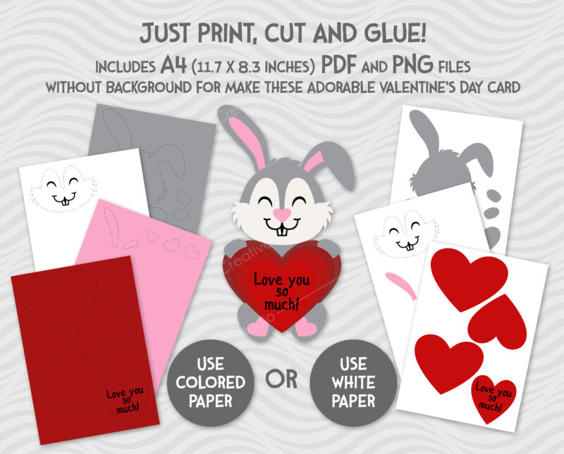 paper valentine rabbit svg