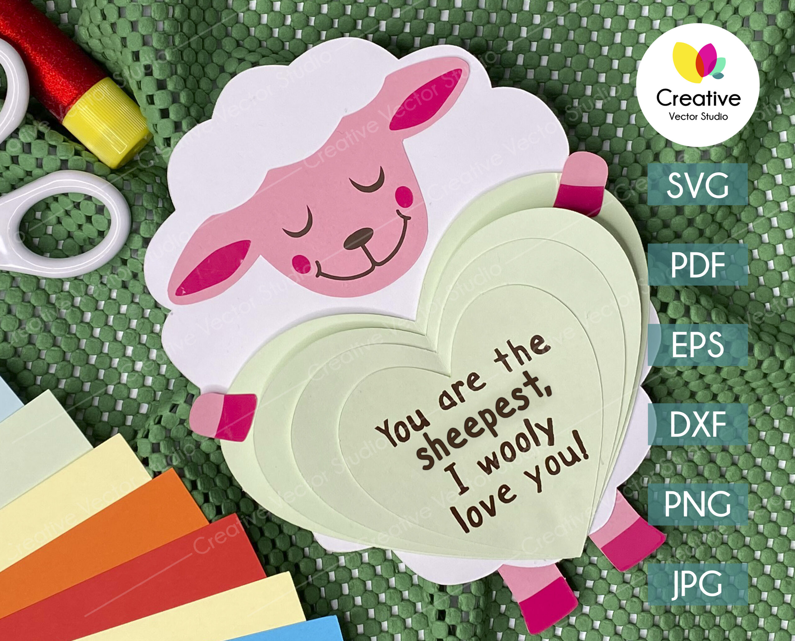 Valentine Sheep SVG, PNG, DXF Cut File | Creative Vector Studio