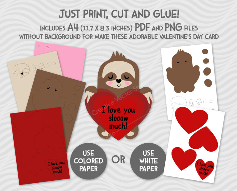 paper valentine sloth svg