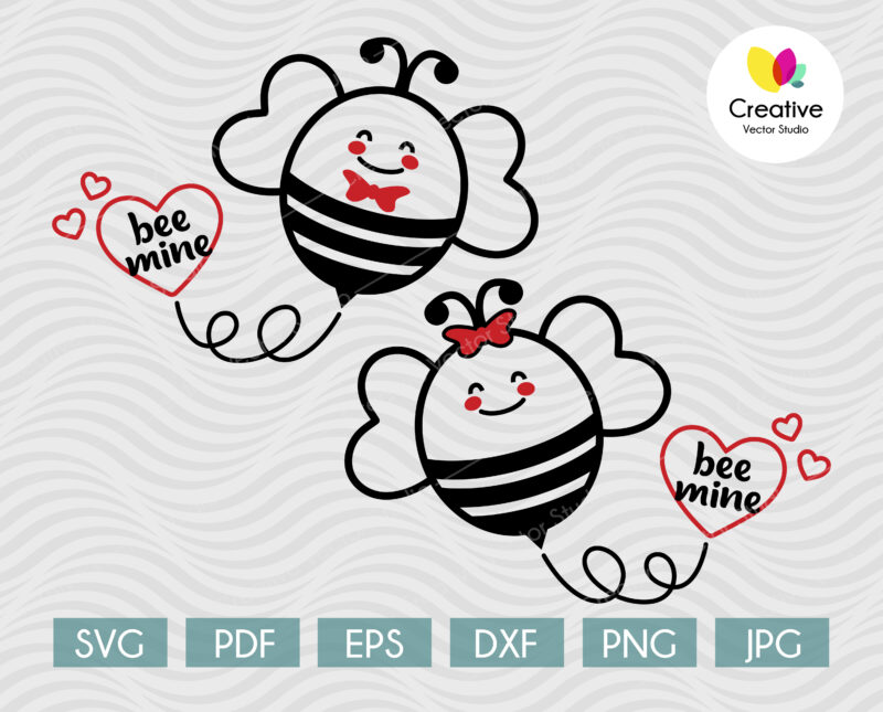 Bee Mine SVG Cute Couple of Bees in Love