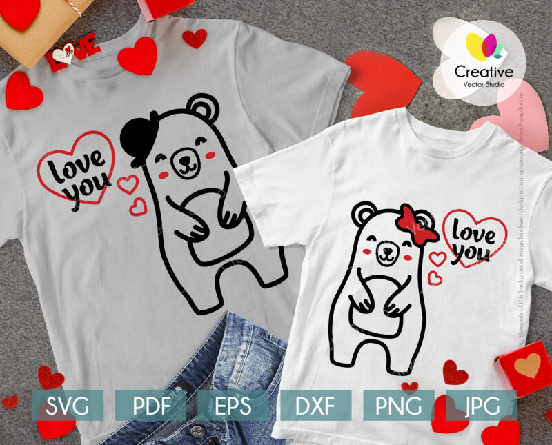 valentines bear couple shirt