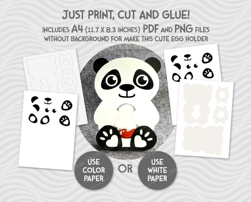 egg holder panda svg paper template