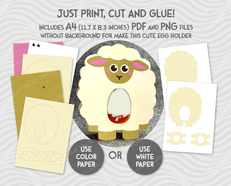 egg holder sheep svg paper template