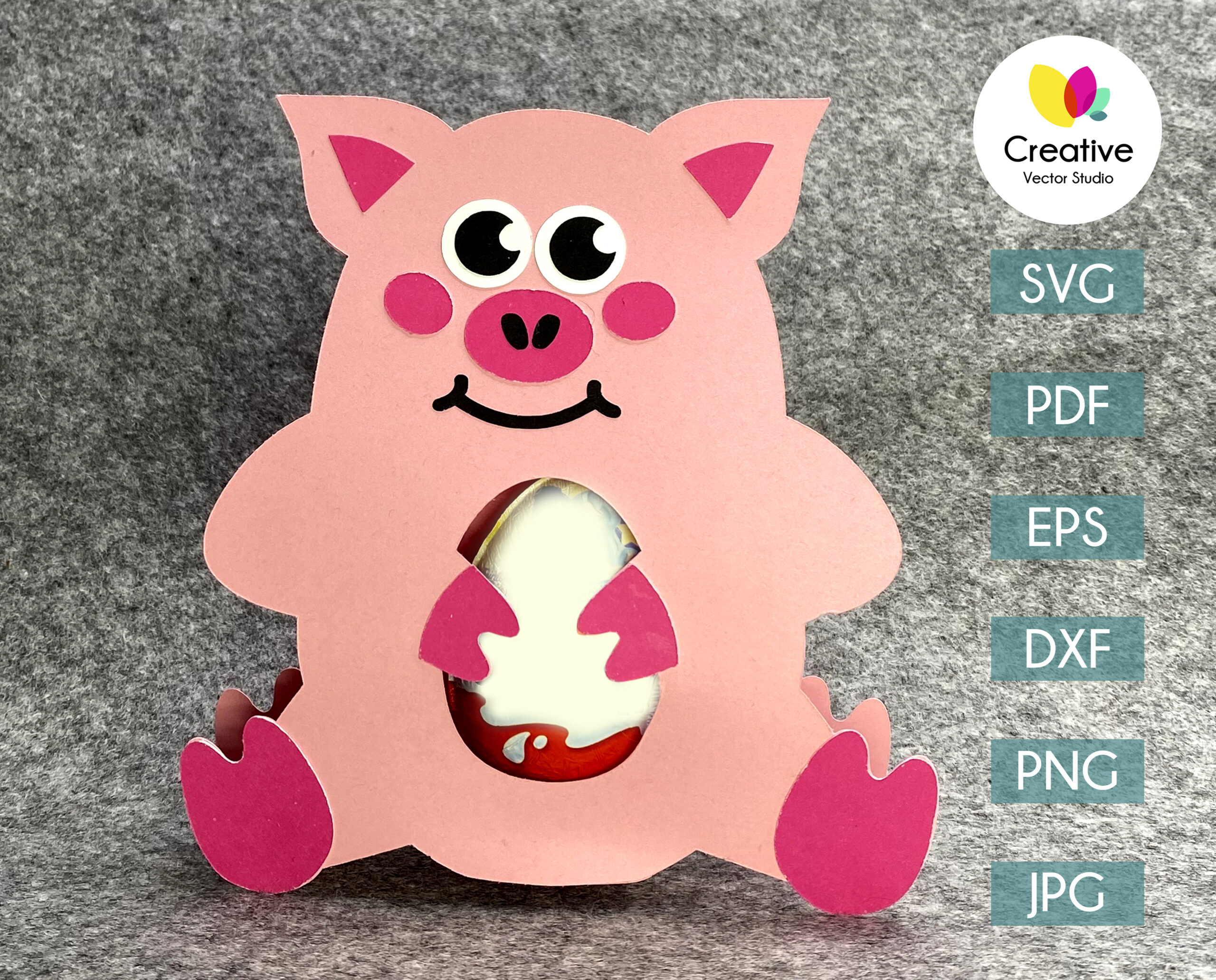 Pig Easter Egg Holder SVG, PNG, DXF Cut File - Creative Vector Studio