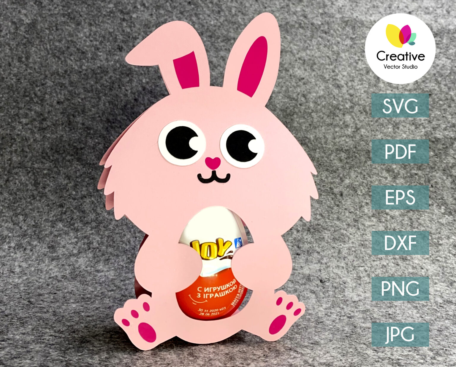 Bunny Easter Egg Holder SVG Cut File - Creative Vector Studio