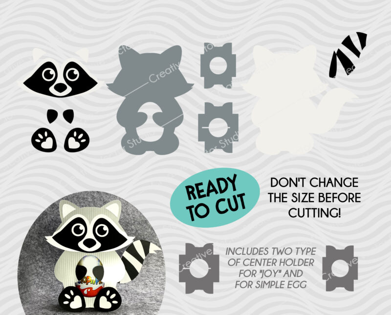 raccoon egg holder paper cutting template