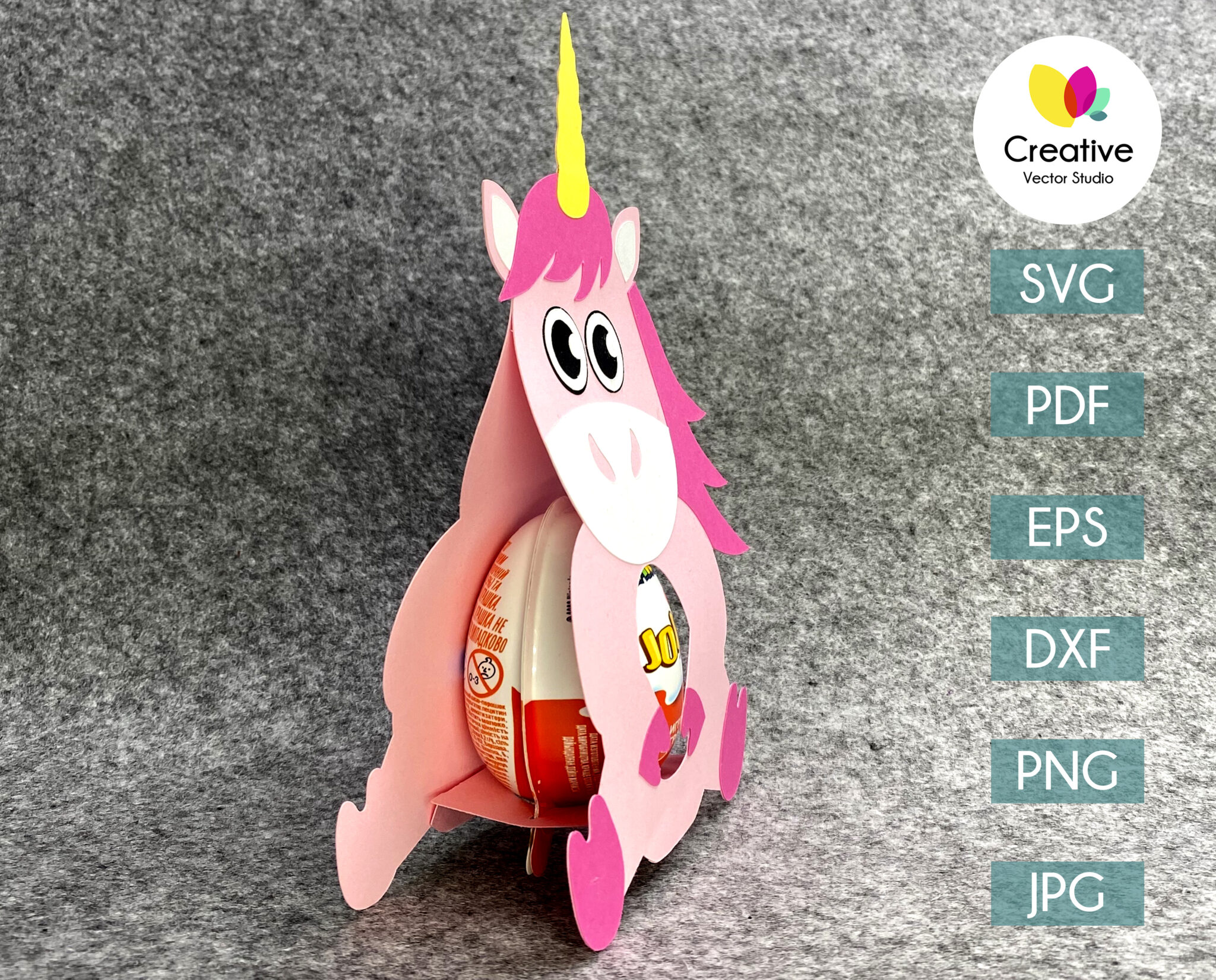 Unicorn Easter Egg Holder SVG Cut File - Creative Vector Studio