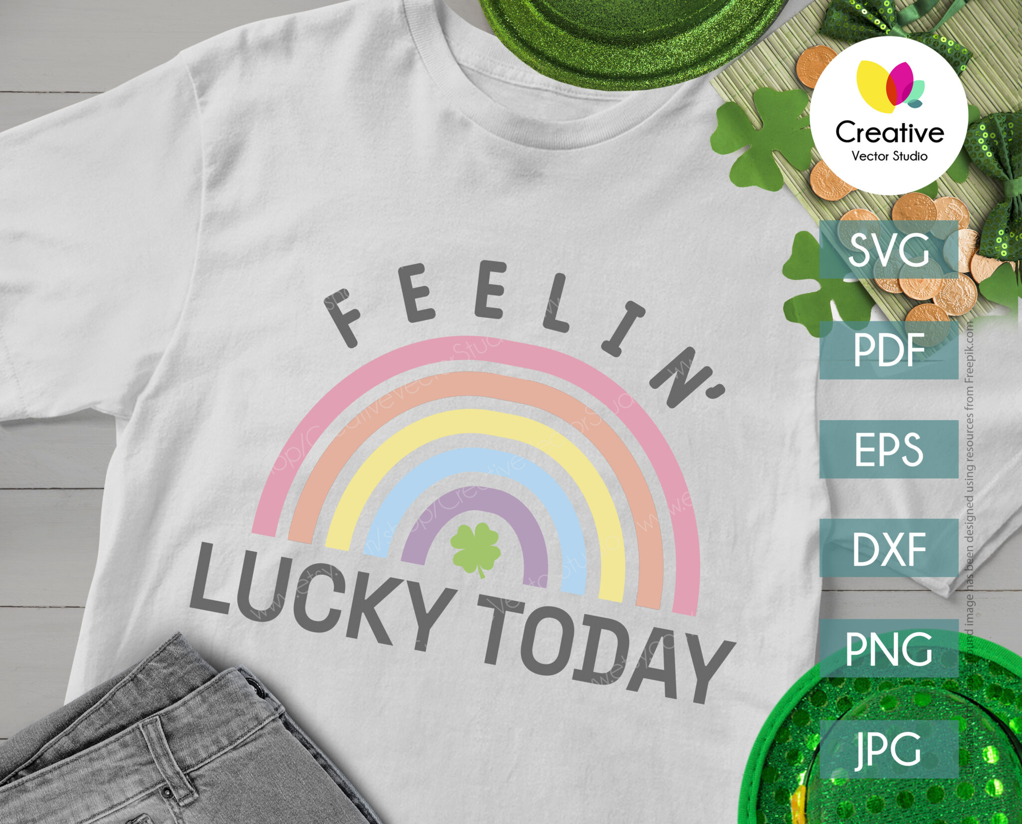 Feeling Lucky Today SVG, PNG, DXF Cut File | Creative Vector Studio