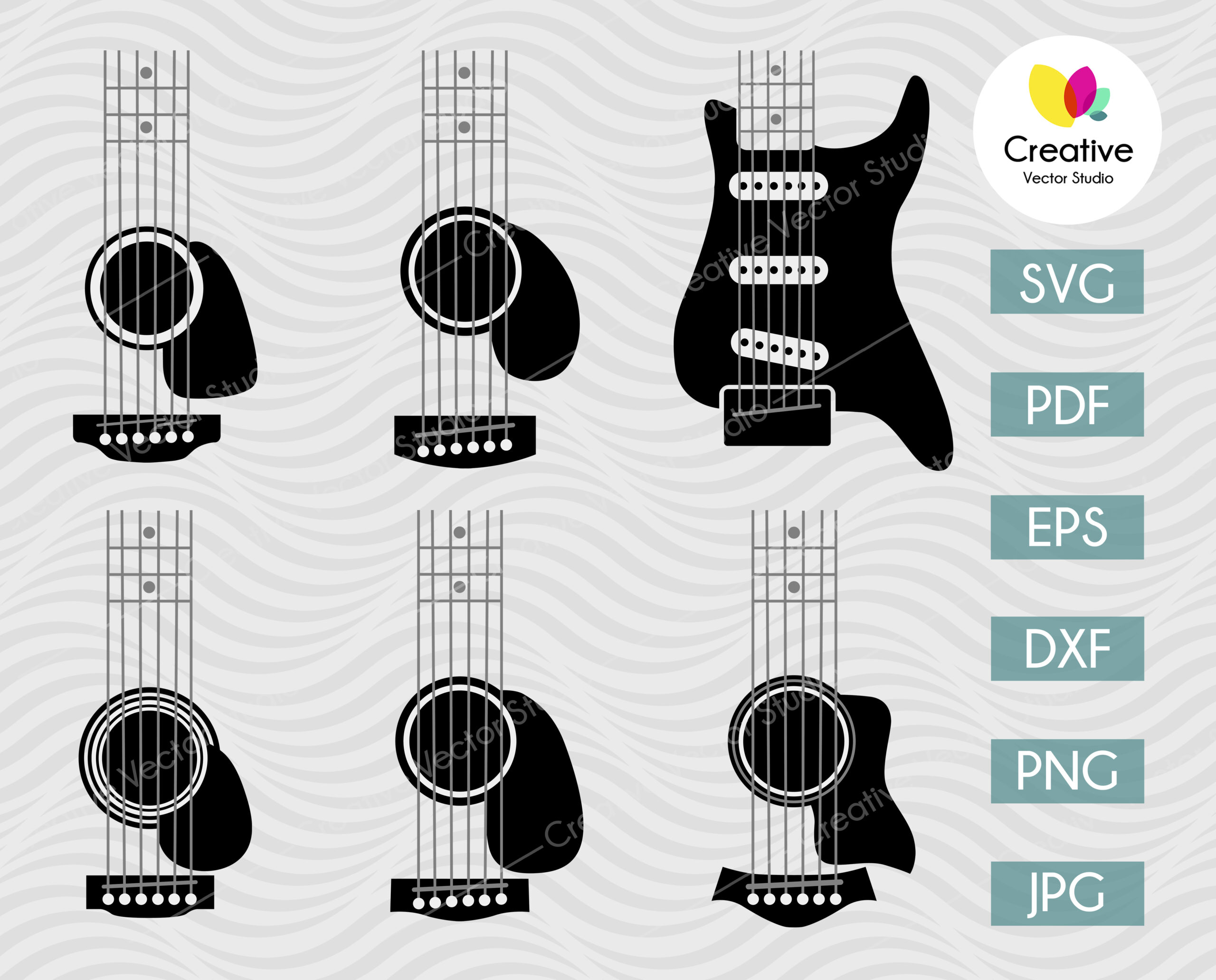 Guitar Svg For Tumblers 2 Acoustic And Electric Creative Vector Studio