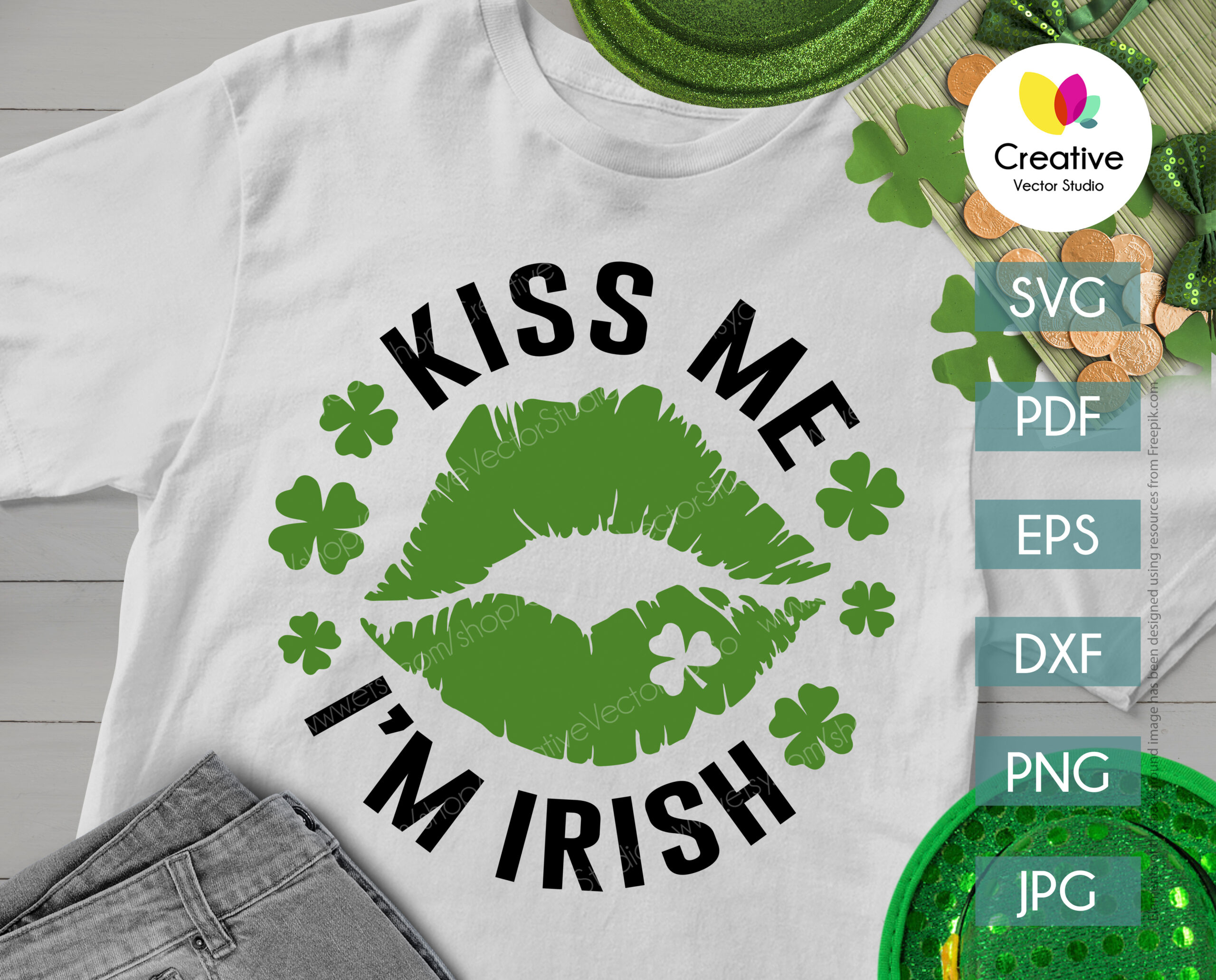 Kiss Me I'm Irish SVG, PNG, DXF Cut File Creative Vector Studio