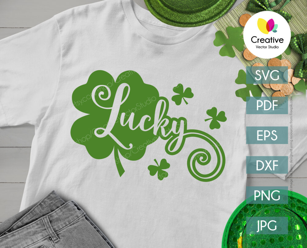 Lucky Shamrock SVG, PNG, DXF Cut File | Creative Vector Studio