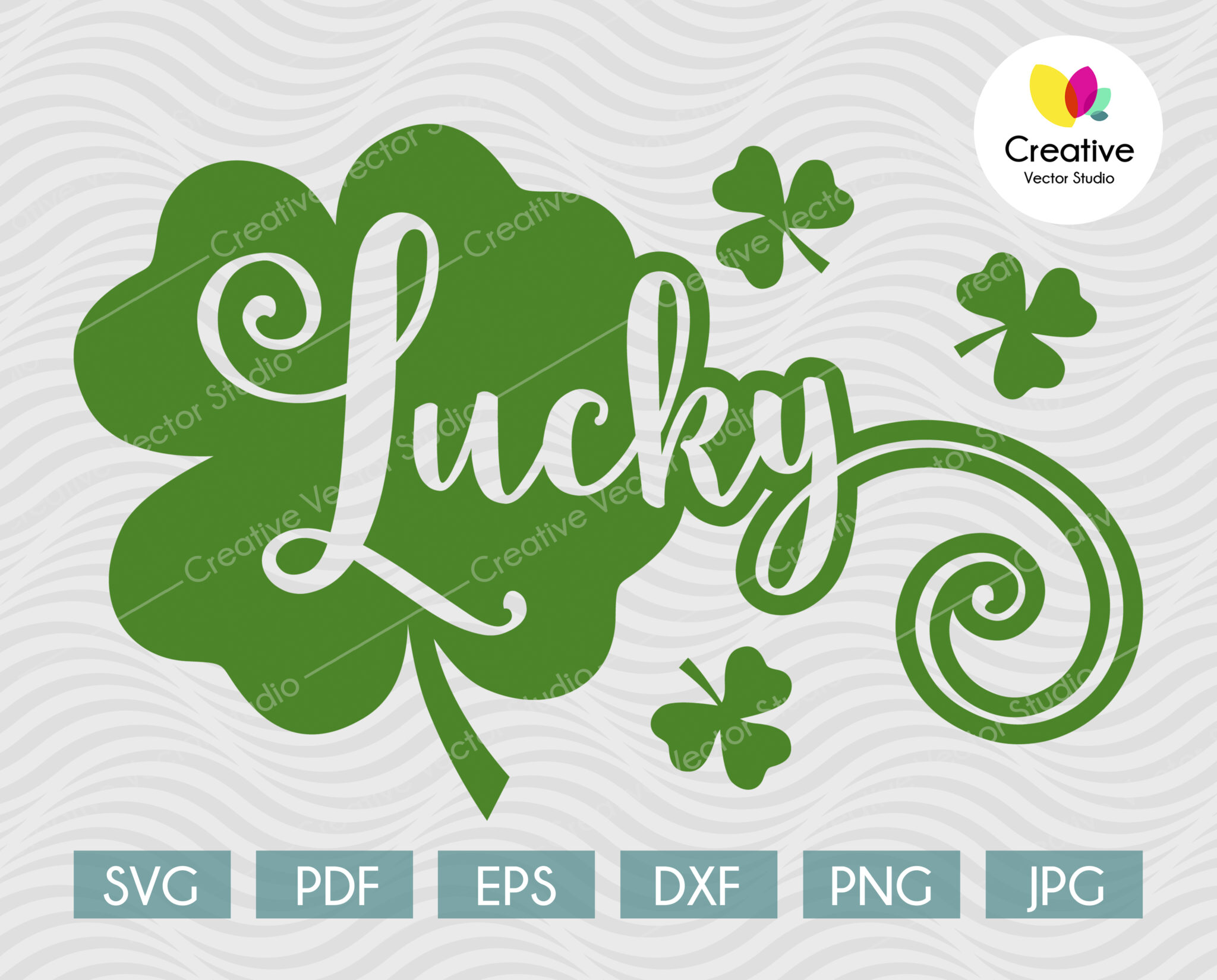 Lucky Shamrock SVG, PNG, DXF Cut File | Creative Vector Studio