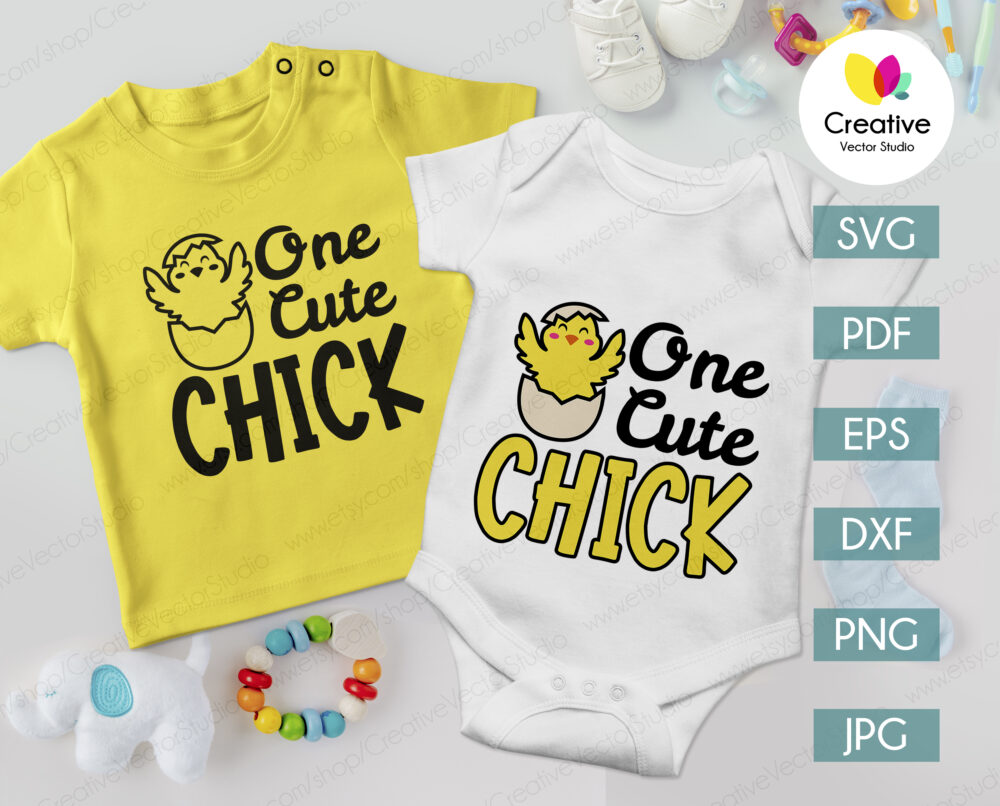 One Cute Chick SVG, PNG, DXF Cut File - Creative Vector Studio
