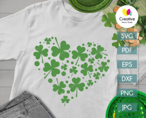 Shamrock Heart SVG, PNG, DXF Cut File | Creative Vector Studio