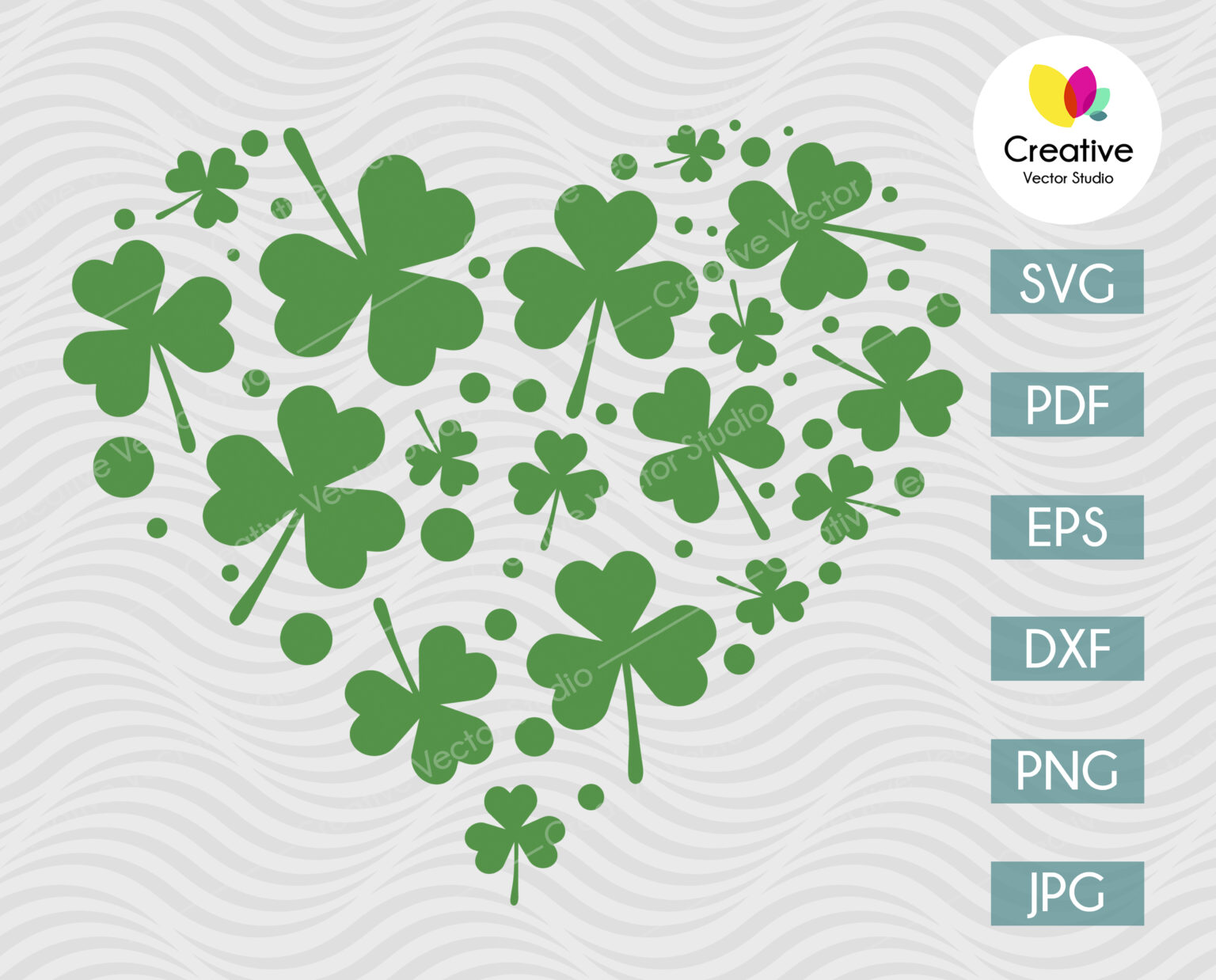 Shamrock Heart SVG, PNG, DXF Cut File | Creative Vector Studio