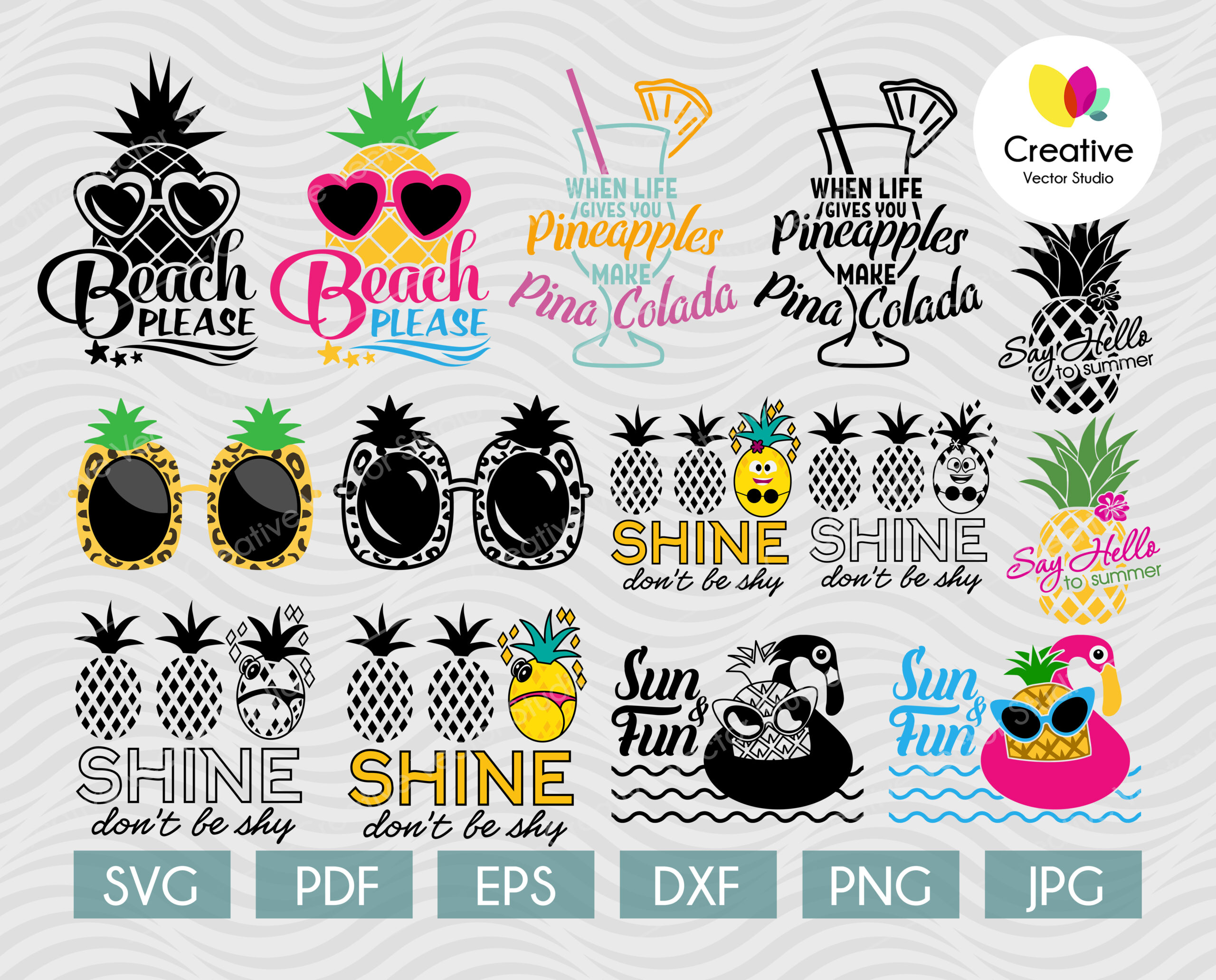 Download Pineapple Svg Bundle Summer Creative Vector Studio