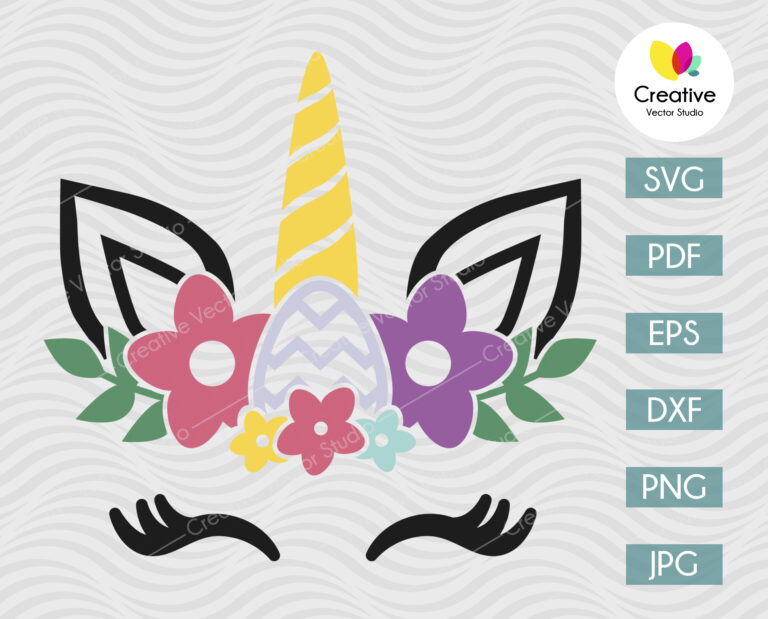 Unicorn Easter SVG, PNG, DXF Cut File - Creative Vector Studio