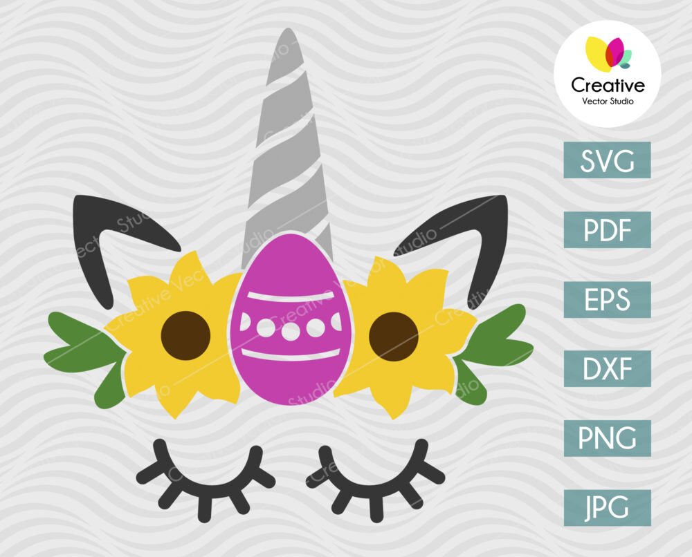 Cute Easter Unicorn SVG, PNG, DXF Cut File - Creative Vector Studio