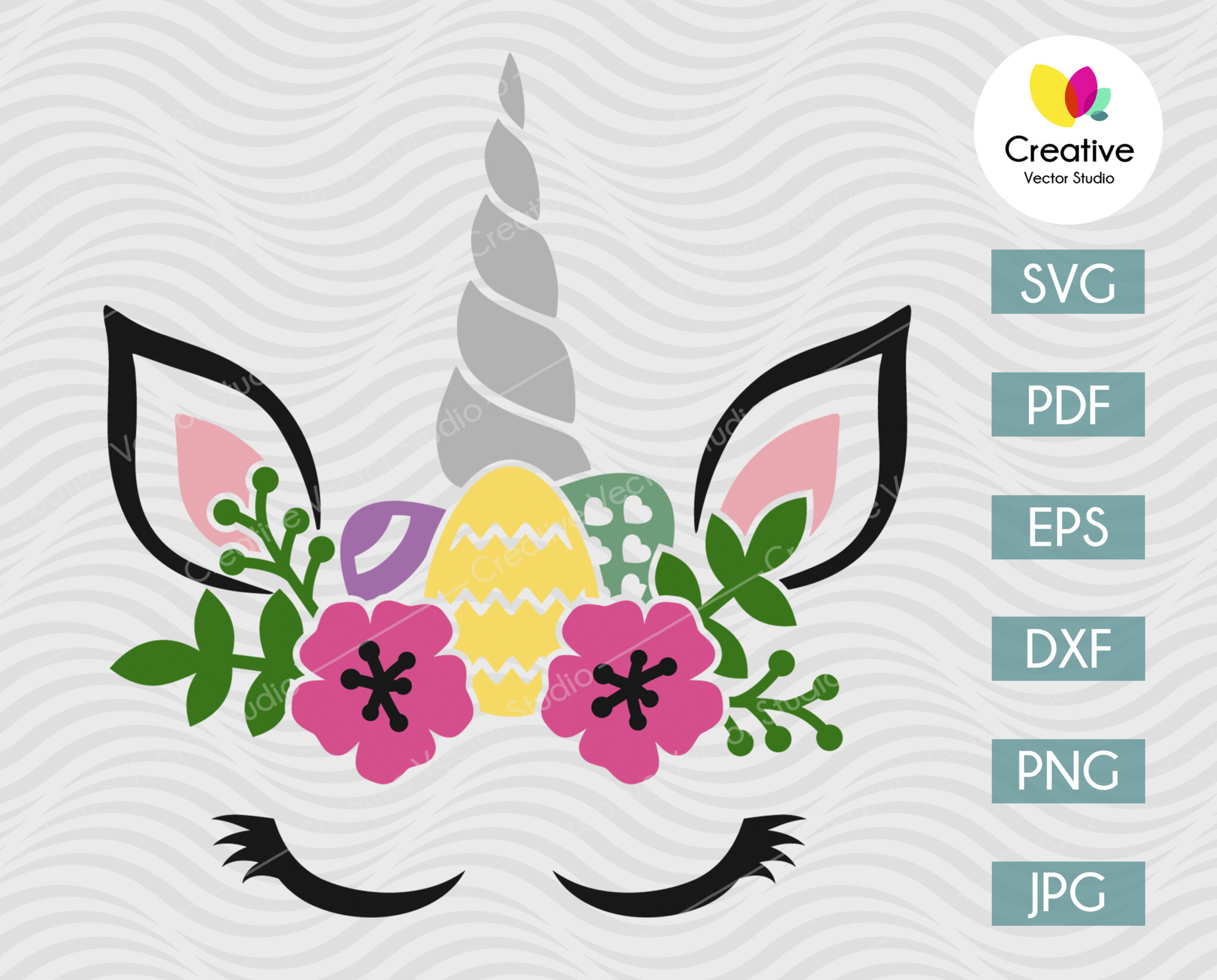 Easter Unicorn Face SVG | Creative Vector Studio