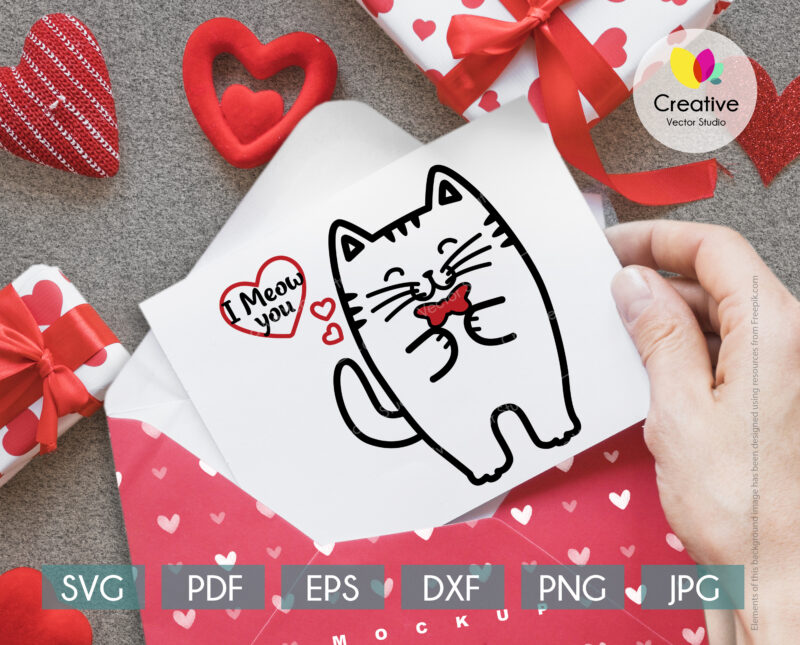 Cute Couple of Cats in Love SVG - Creative Vector Studio