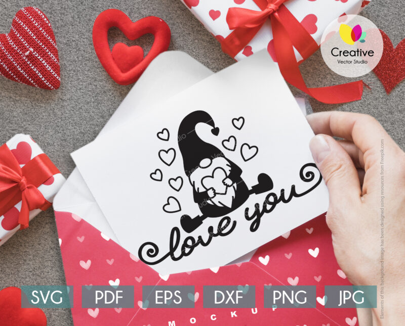 Gnome Boy with Hearts svg