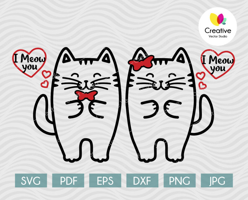 Cute Couple of Cats in Love SVG