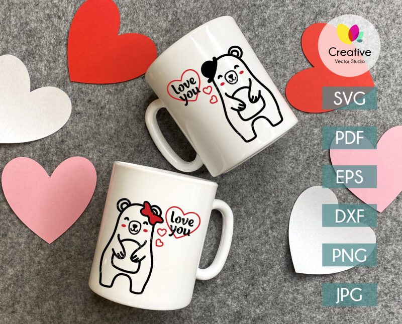 Cute bear couple mug