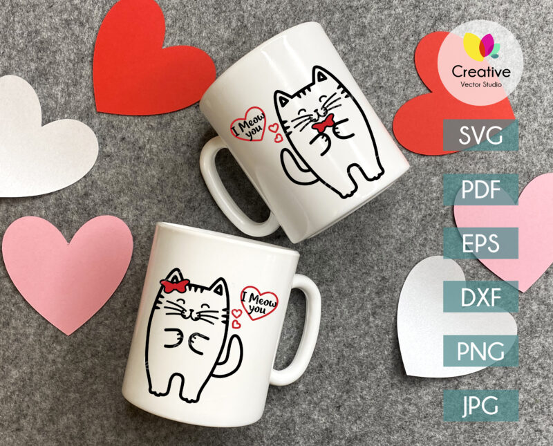 couple cups with cats in love