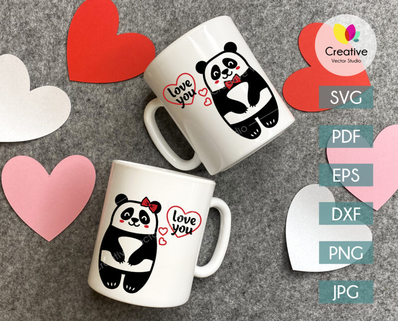 Cute panda couple mug