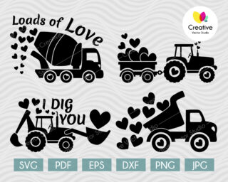 Valentine Big Truck and Tractor SVG Bundle