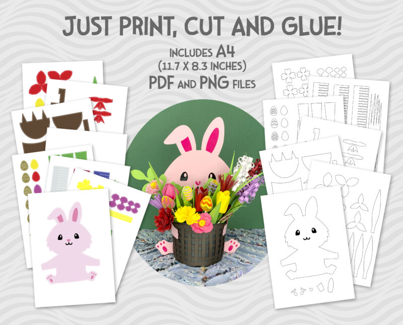 paper rabbit with papper flowers