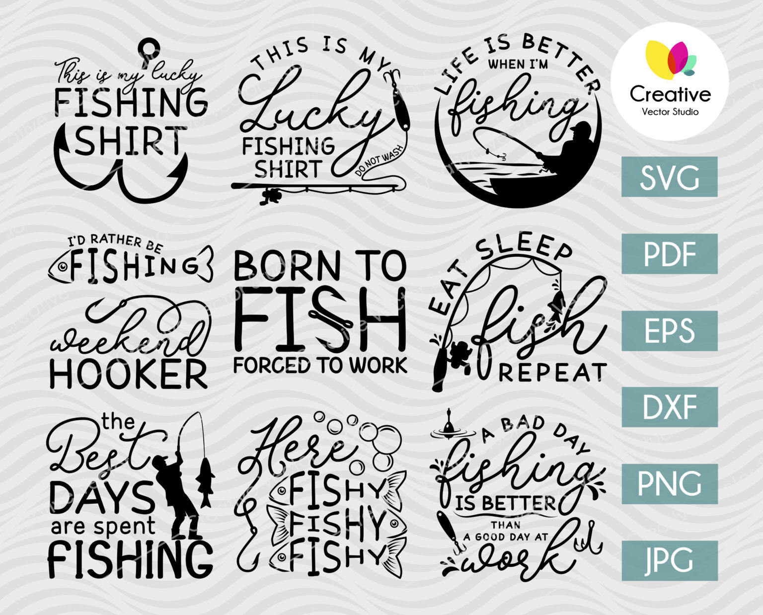 Funny Fishing Quotes SVG Bundle | Creative Vector Studio