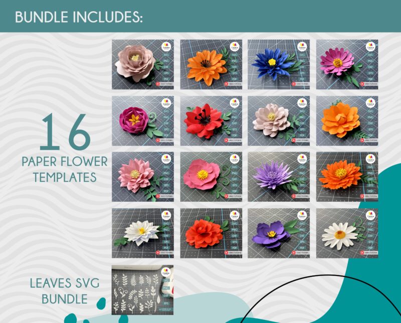 Big paper flower SVG bundle includes