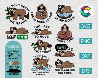 Lazy Sloth SVG Bundle