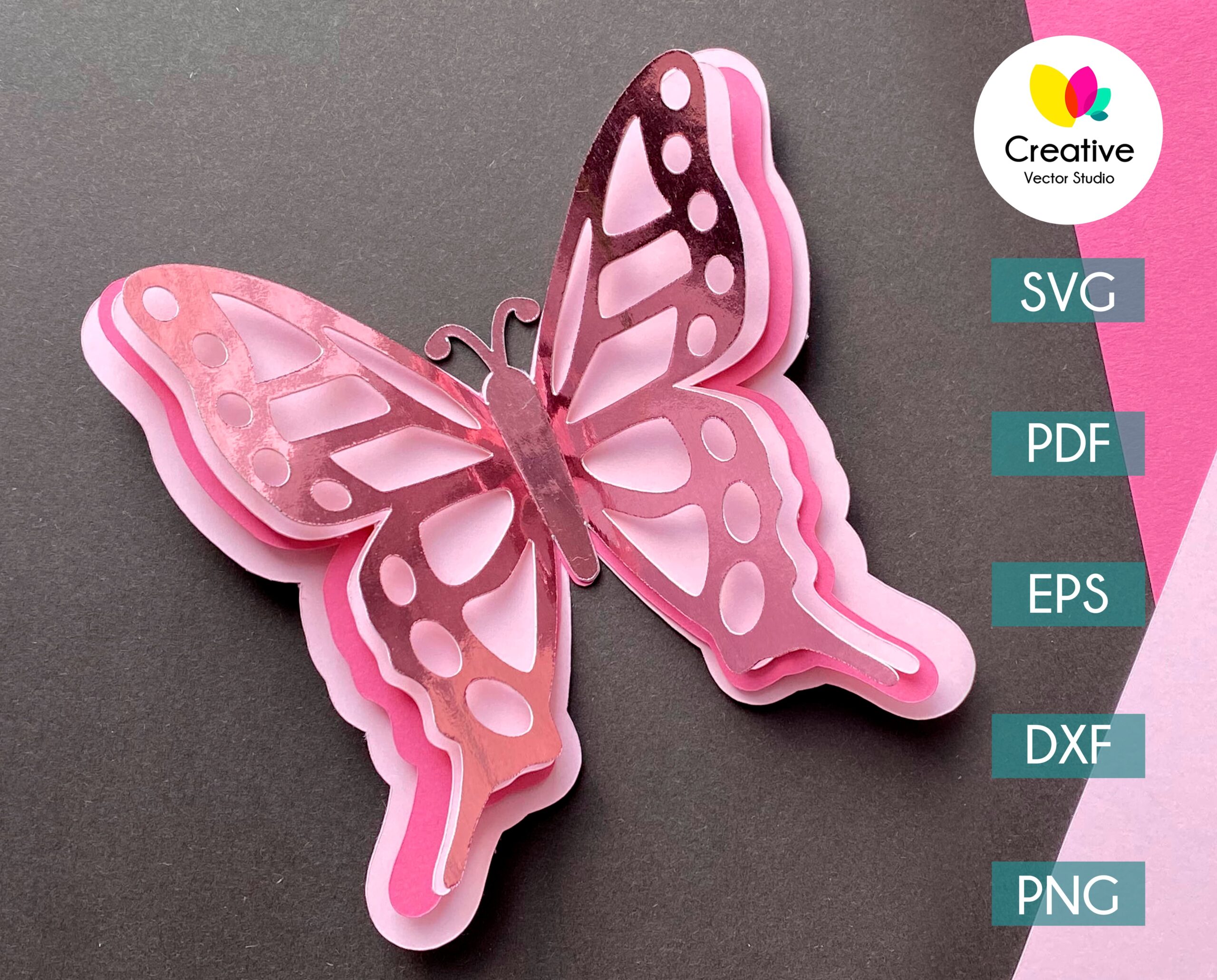 3D Butterfly SVG #10 Template - Creative Vector Studio