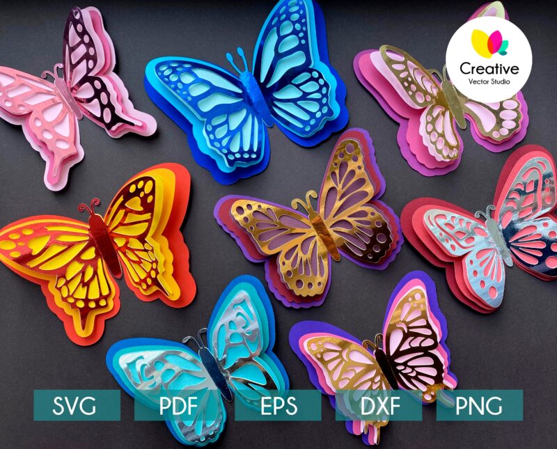 3D Paper Butterfly svg Bundle