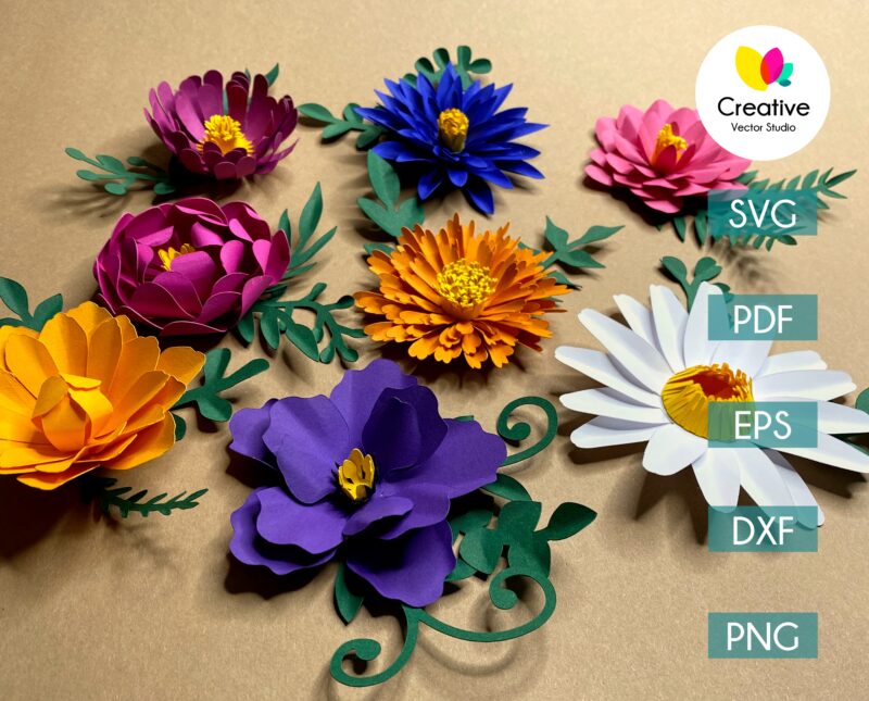 Paper Flower SVG Bundle #1 | Creative Vector Studio