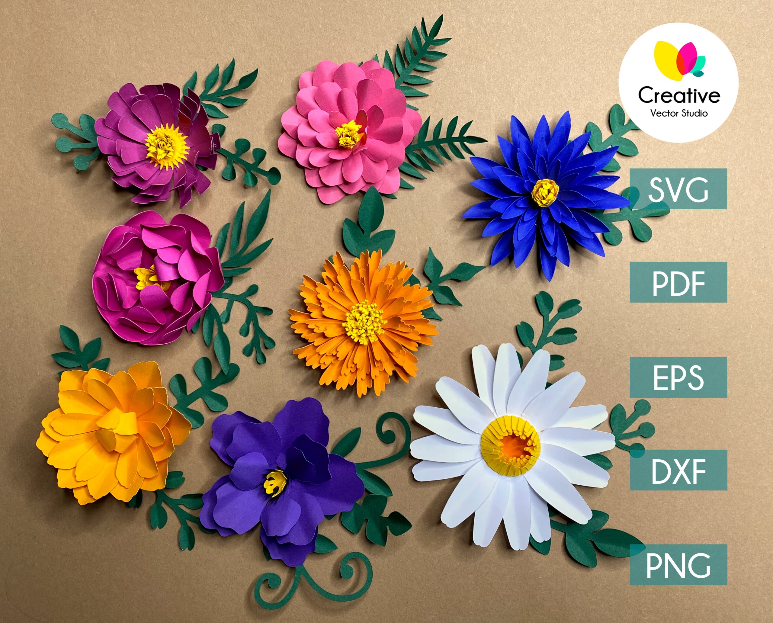 Paper Flower SVG Bundle #1 - Creative Vector Studio