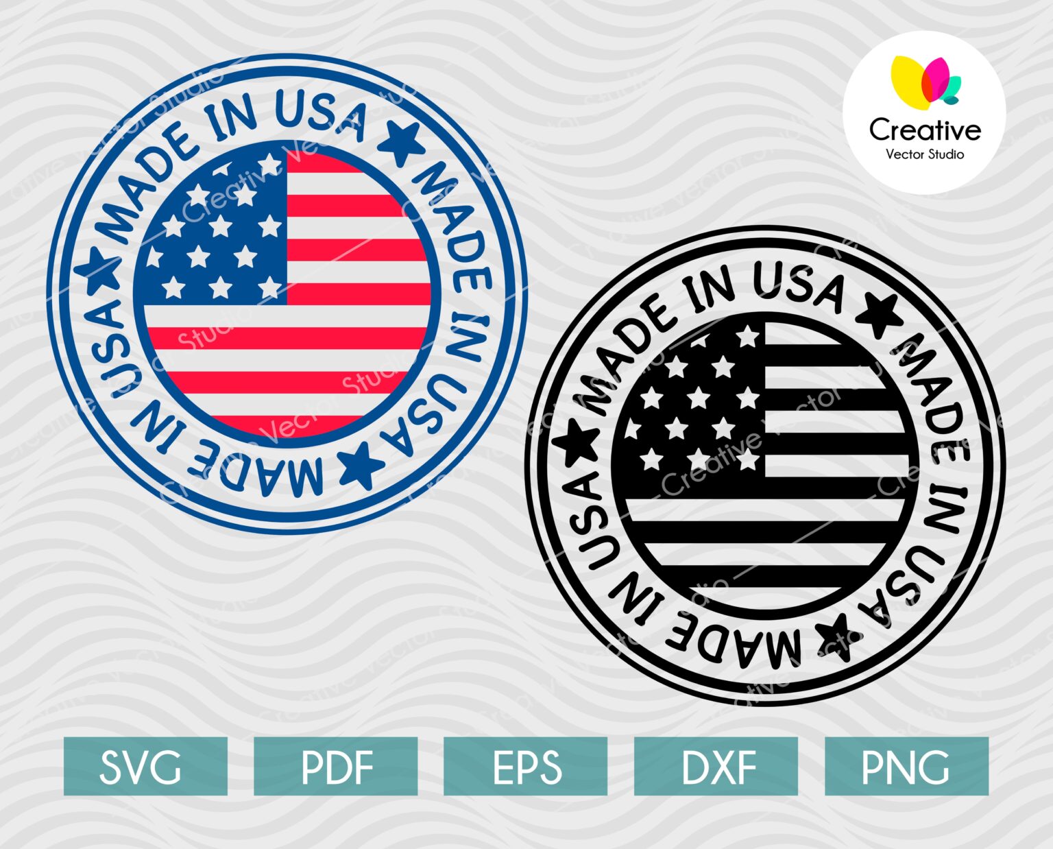 Made in USA Stamp SVG, 4th of July Badge SVG | Creative Vector Studio