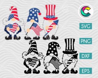 3 Patriotic Gnomes SVG Cut Files
