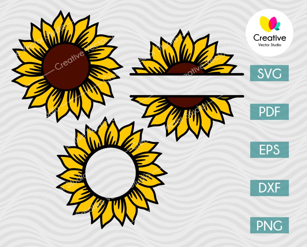 Sunflower Monogram SVG Bundle #1 | Creative Vector Studio